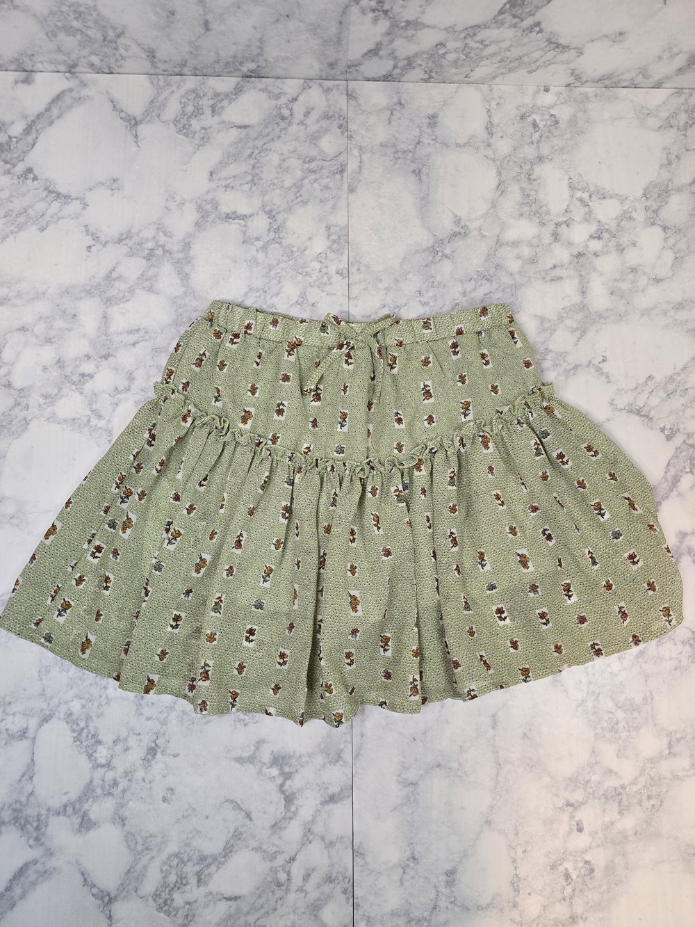 Speechless Kids Sage Green Floral Tiered Skirt Large NWOT
